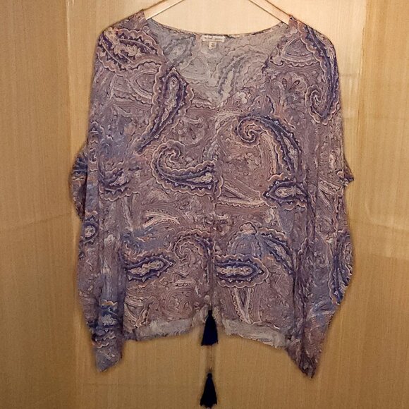 Tribal Jeans Womens Silky Pastel Blue Flowy Poncho Style Top XXL - Picture 1 of 6